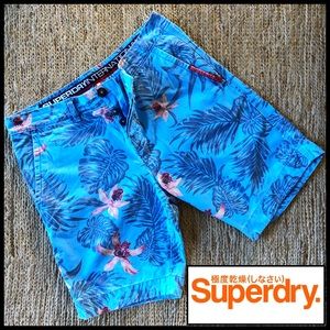 Superdry Hawaiian Print Button Fly Shorts.